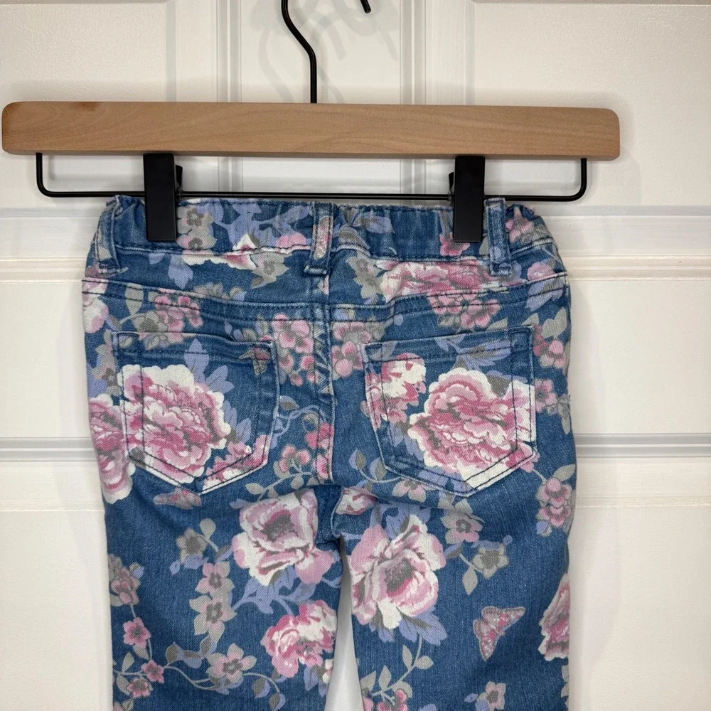 The Childrens Place Girls Jeans Blue Floral‎ Print Jegging Size 4T